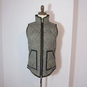 J.CREW 'Herringbone Quilted Down Puffer Vest' - XS, Black Gray White